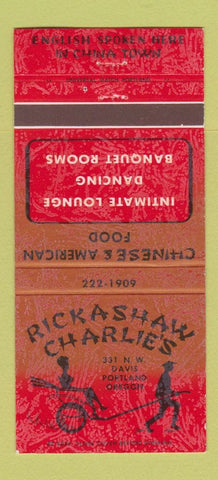 Matchbook Cover - Rickashaw Charlie's Portland OR Chinese 30 Strike