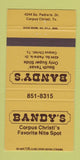 Matchbook Cover - Bandy's Corpus Christi TX 30 Strike