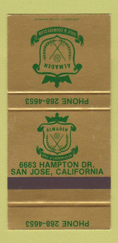 Matchbook Cover - Almaden Golf Country Club San Jose CA SAMPLE 30 Strike