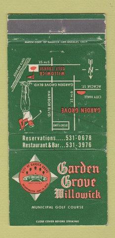 Matchbook Cover - Garden Grove Willowwick Golf Course CA WEAR 30 Strike