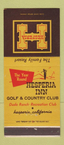 Matchbook Cover - Hesperia Inn Golf Country Club CA 30 Strike