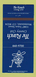 Matchbook Cover - The Ranch Country Club Westminster Colorado 30 Strike