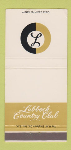 Matchbook Cover - Lubbock Country Club TX 30 Strike