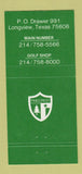 Matchbook Cover - Pinecrest Country Club Longview TX 30 Strike