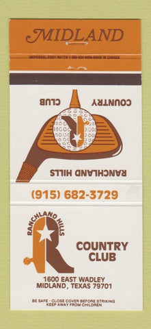 Matchbook Cover - Ranchland Hills Country Club Midland TX 30 Strike