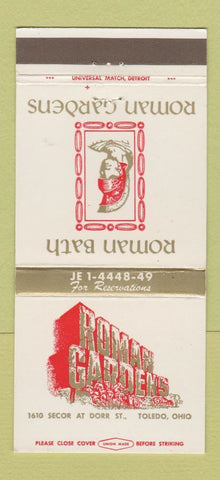 Matchbook Cover - Roman Gardens Toledo OH 30 Strike
