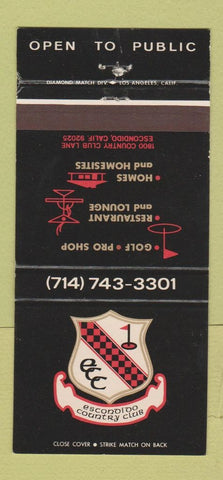 Matchbook Cover - Escondido Country Club CA 30 Strike