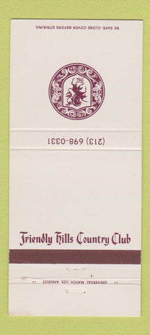 Matchbook Cover - Friendly Hills Country Club 30 Strike