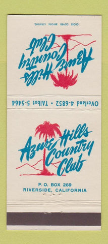 Matchbook Cover - Azure Hills Country Club Riverside CA 30 Strike