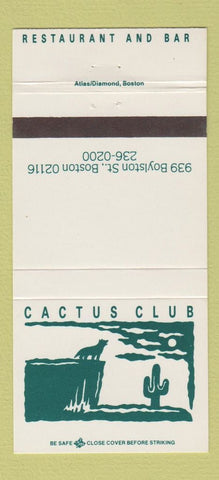 Matchbook Cover - Cactus Club Boston MA 30 Strike