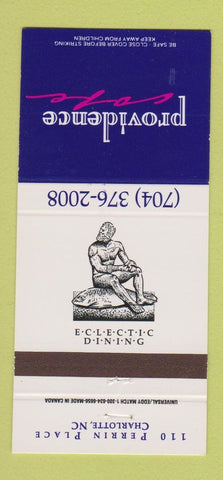 Matchbook Cover - Providence Cafe Charlotte NC 30 Strike