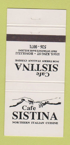 Matchbook Cover - Cafe Sistina Italian Honolulu Hawaii 30 Strike