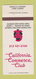Matchbook Cover - California Commerce Club Card Casino Poker CA 30 Strike