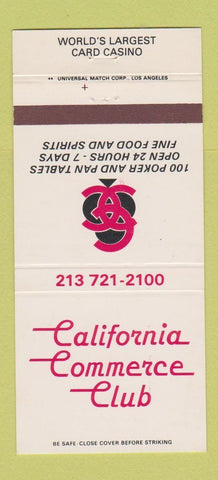 Matchbook Cover - California Commerce Club Card Casino Poker CA 30 Strike