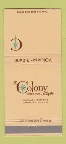Matchbook Cover - Colony Motor Hotel Clayton MO #1 30 Strike
