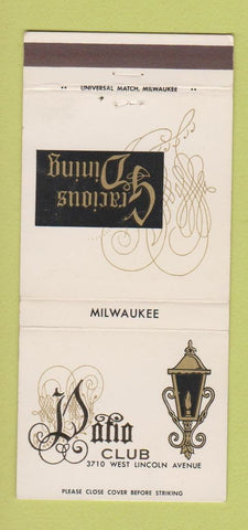 Matchbook Cover - Patio Club Milwaukee WI 30 Strike