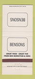Matchbook Cover - Bensons Restaurants 30 Strike