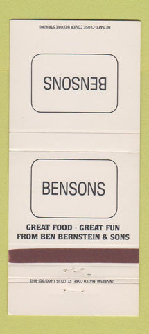 Matchbook Cover - Bensons Restaurants 30 Strike