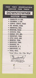Matchbook Cover - Downtowner Motor Inns Kansas City MO 30 Strike