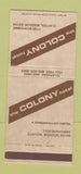 Matchbook Cover - Colony Hotel Clayton MO 30 Strike