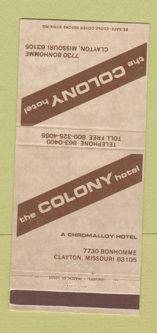 Matchbook Cover - Colony Hotel Clayton MO 30 Strike