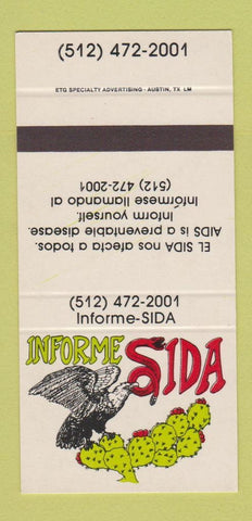 Matchbook Cover - Informe Sida El Sida Aids Prevention SAMPLE 30 Strike