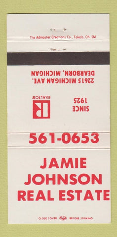 Matchbook Cover - Jamie Johnson Real Estate Dearborn MI 30 Strike