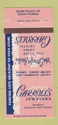 Matchbook Cover - Carroll's Jewelry Fort Lauderdale FL 30 Strike