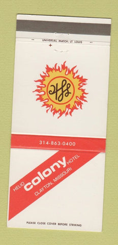 Matchbook Cover - Helio Colony Hotel Clayton MO 30 Strike