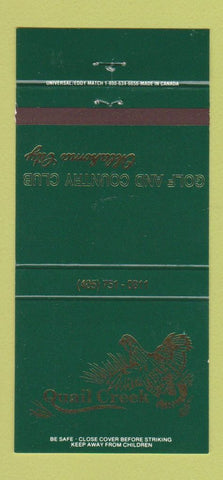 Matchbook Cover - Quail Creek Golf Country Club Oklahoma City OK 30 Strike