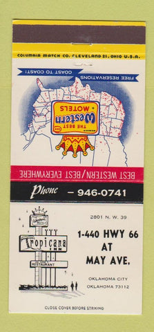 Matchbook Cover - Tropicana Inn Oklahoma City OK Route 66 30 Strike