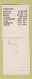 Matchbook Cover - Die Burger Hamburgers Cape Town South Africa