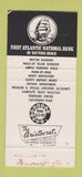 Matchbook Cover - First Atlantic National Bank Daytona Beach FL 30 Strike