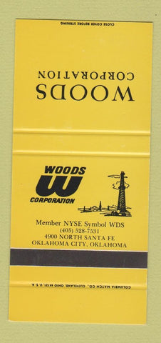 Matchbook Cover - Woods Corporation Oklahoma City OK SAMPLE 30 Strike