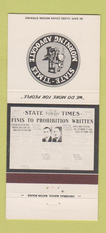 Matchbook Cover - State Times Morning Advocate Baton Rouge LA  30 Strike