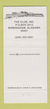 Matchbook Cover - The Club Birmingham AL 30 Strike