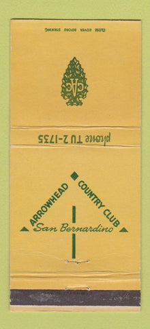 Matchbook Cover - Arrowhead Country Club San Bernardino CA 30 Strike