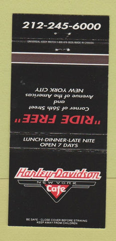 Matchbook Cover - Harley Davidson Cafe New York City Motorcycles 30 Strike