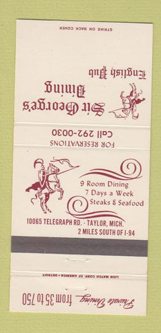 Matchbook Cover - Sir George's Restaurant Taylor MI 30 Strike
