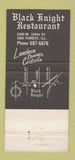 Matchbook Cover - Black Knight Restaurant Oak Forest IL 30 Strike