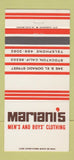 Matchbook Cover - Mariani's Men's Clothes Stockton CA 30 Strike