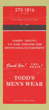Matchbook Cover - Todd's Men's Clothes Calgary AB 30 Strike