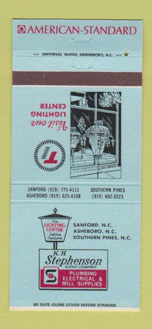 Matchbook Cover - KH Stephenson Plumbing Electrical Supply Sanford NC 30 Strike