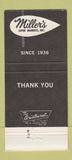 Matchbook Cover - Miller's Super Market Eaton OH 30 Strike