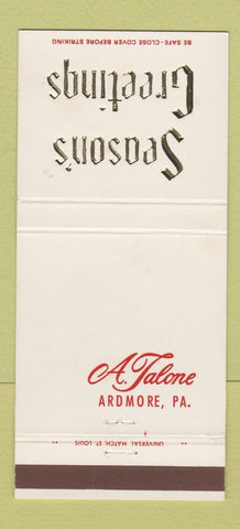 Matchbook Cover - A Talone Ardmore PA Christmas 30 Strike