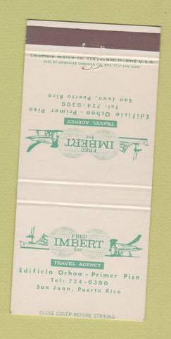 Matchbook Cover - Fine Impert Travel Agency San Juan Puerto Rico 30 Strike