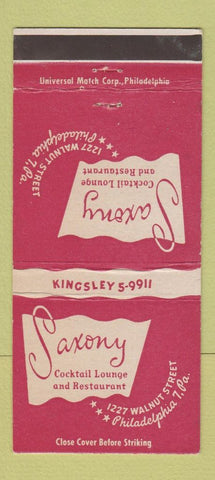 Matchbook Cover - Saxony Restaurant Philadelphia PA 30 Strike