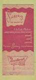 Matchbook Cover - Saxony Restaurant Philadelphia PA 30 Strike