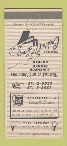 Matchbook Cover - 2601 Restaurant Lounge Philadelphia PA 30 Strike