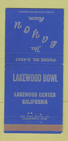 Matchbook Cover - Lakewood Bowling CA The Bayou 30 Strike
